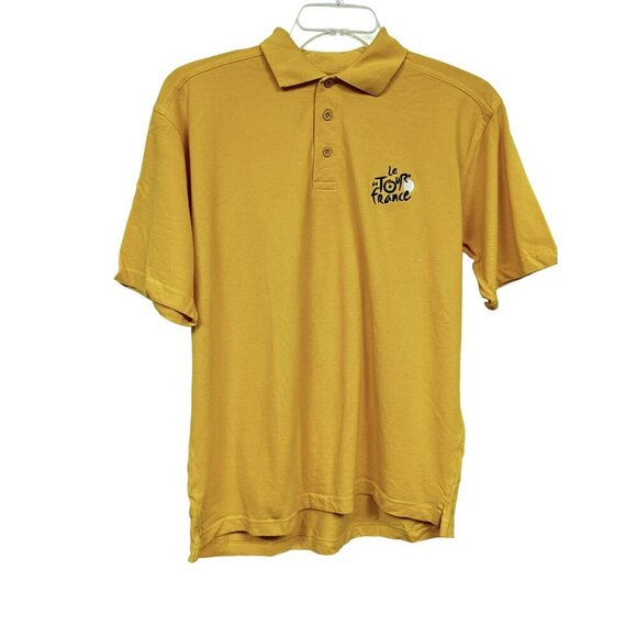 Le Tour de France Cycling Logo Polo Pullover 3-Button SS Cotton Pique Sz L - Picture 1 of 5